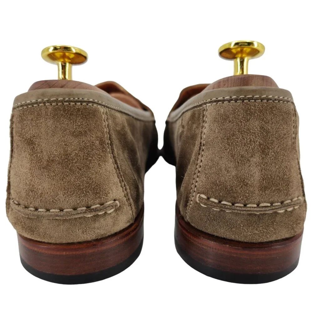 Vintage Salvatore Ferragamo Italy Dress Shoes Taupe Suede Tassel Loafers Men 8.5 - Picture 5 of 12